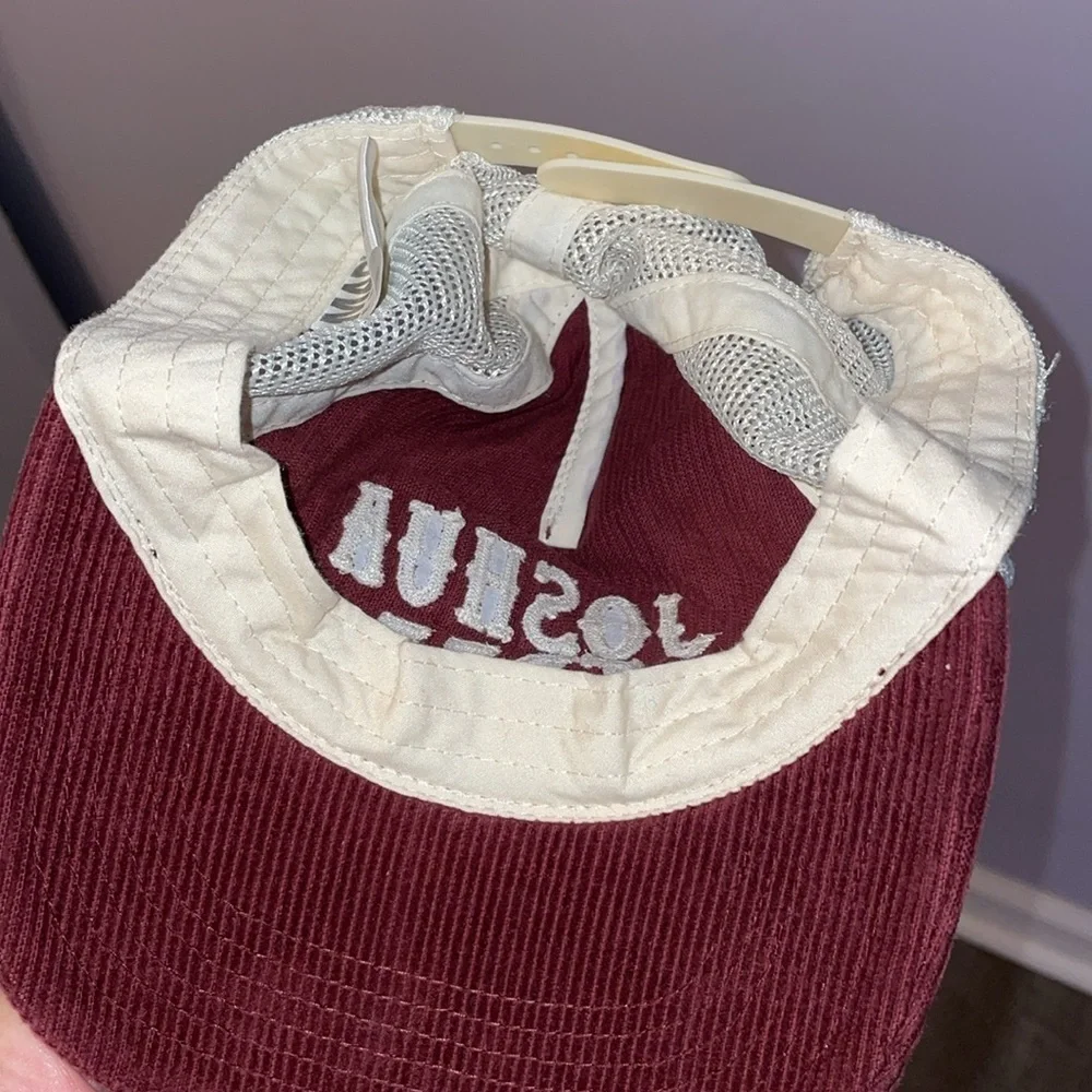 Mad Engine Joshua Tree Maroon Corduroy Off White Mesh Snapback Hat Cap OS